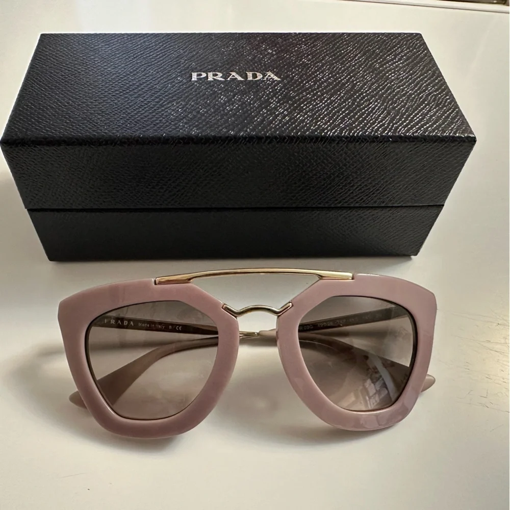 Prada Cinema Iconic Cat Eye Sunglasses 09Q Opal Pink Gold Aviator Gradient - Picture 3 of 14